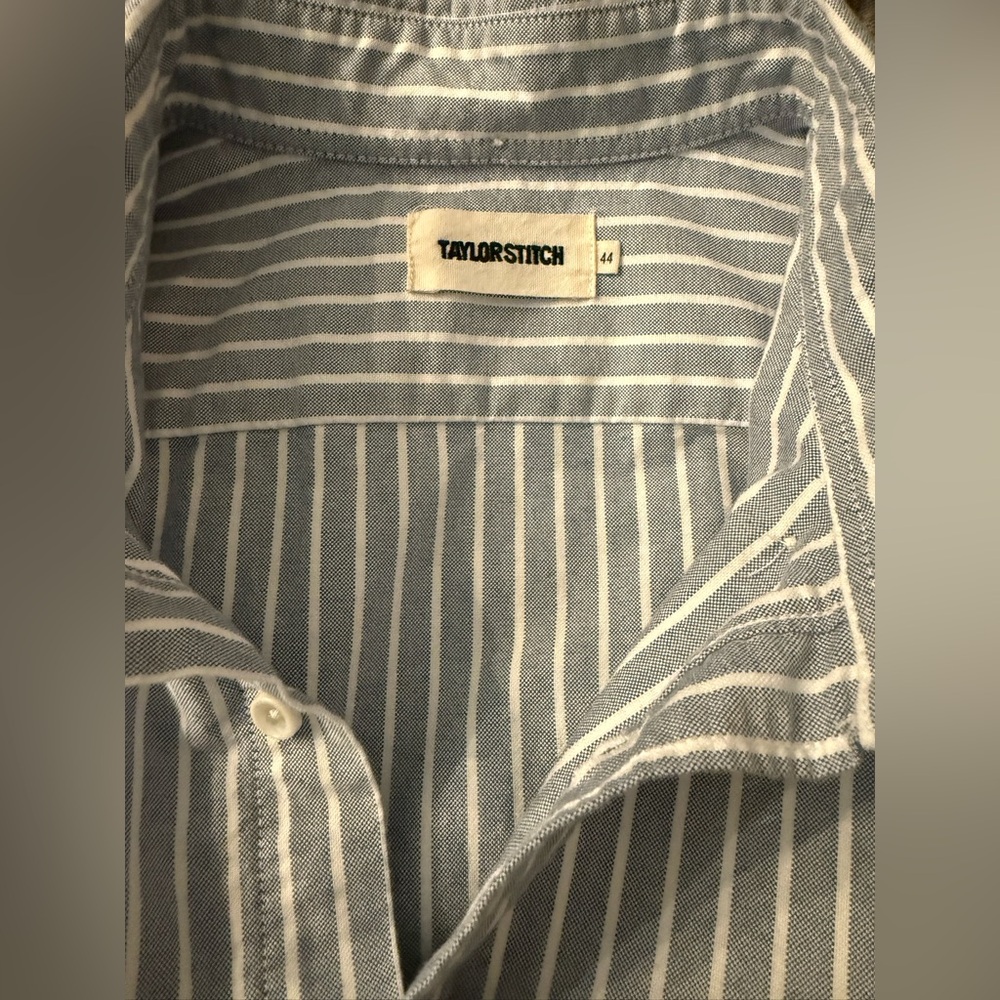 Taylor Stitch Men’s long Sleeve button down The Jack Rinsed Indigo Stripe 44/XL - Picture 5 of 5